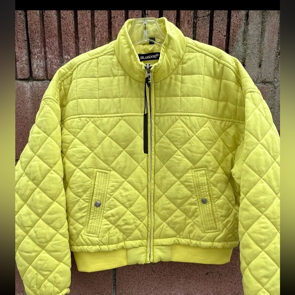 BLANKNYC Quilted Bomber Jacketet- bright yellow